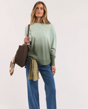 Foxwood Simplified Dip-Dye Crew - Sage Ombre