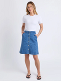 Foxwood Amy Skirt - Mid Blue Wash