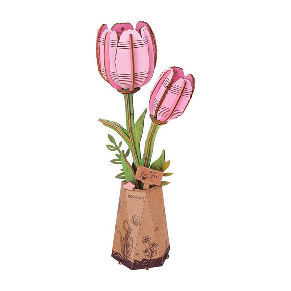 Robotime Wooden Bloom - Pink Tulip