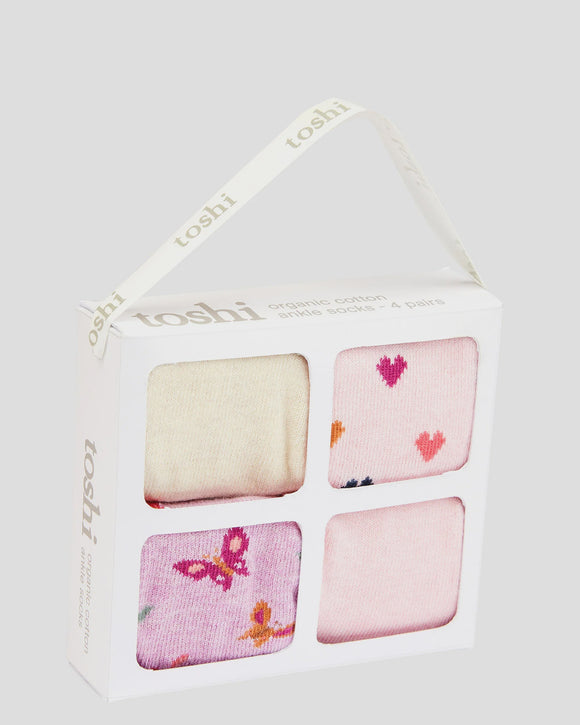Toshi - Organic Socks Gift Box Ankle - Sweetheart