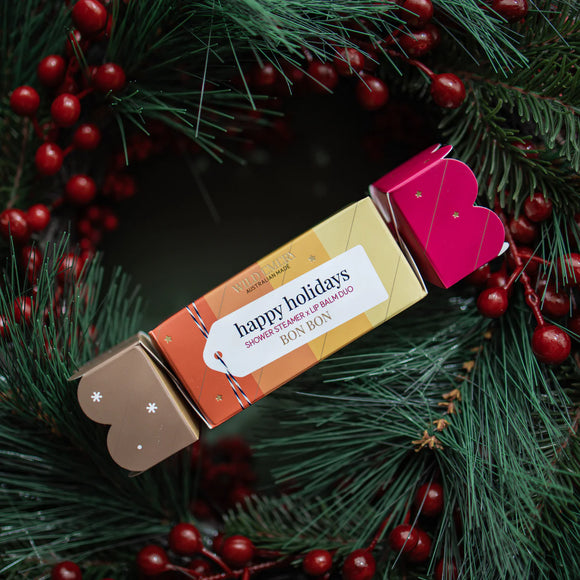 Happy Holidays Shower Steamer & Mini Lip Balm Bon Bon