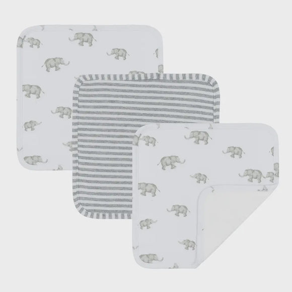 Wash Cloth 3pk - Watercolour Elephant