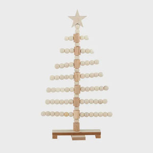 Xmas Tree w Beads MDF - Natural