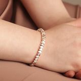 Beaded Hearts Bracelet - Silver & Rose Gold