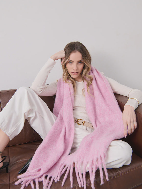 Betty Wool Plain Fluffy Scarf in Pink