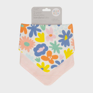 All4Ella Reversible Bandana Bibs 2pk - Bright Floral