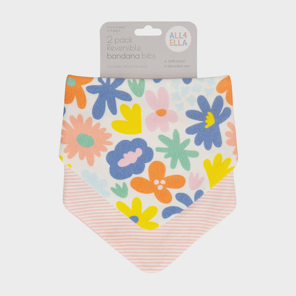 All4Ella Reversible Bandana Bibs 2pk - Bright Floral