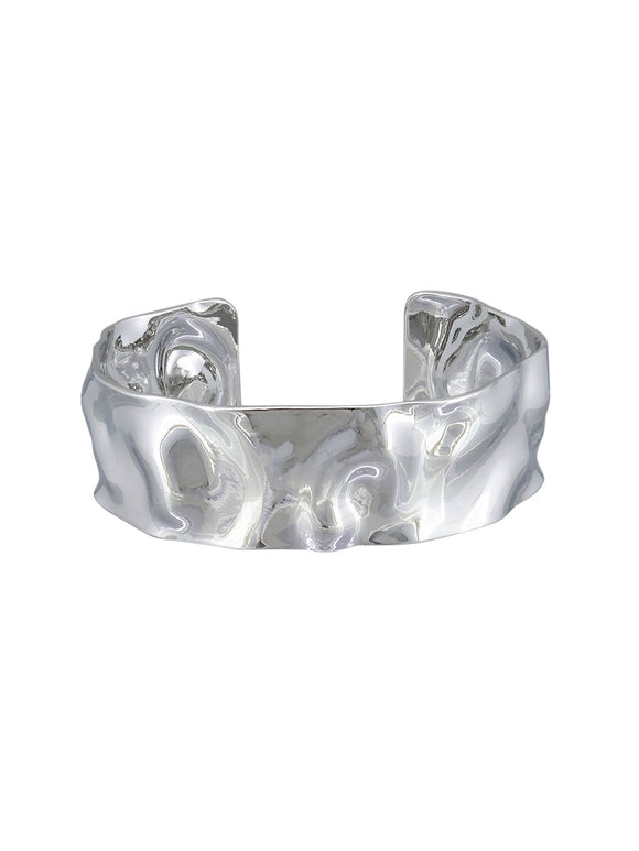 Bracelet - Crinkled Cuff Silver