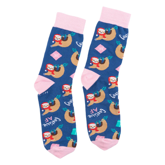 Christmas Festive AF Sloth Socks