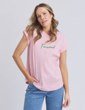Foxwood Signature Contrast Tee - Pink/Emerald Green