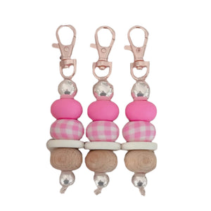 Keychain - Gingham Pink