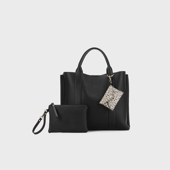 Black Caviar Designs - Margaux 2 Piece Laptop Top Handle Bag Black