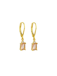 Tiger tree Earrings - Peach Crystal Drop Huggie