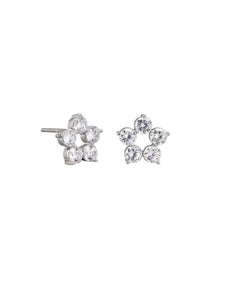 Earrings - Crystal Flora Silver