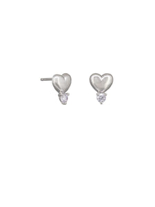 Earrings - Heart & Crystal Silver
