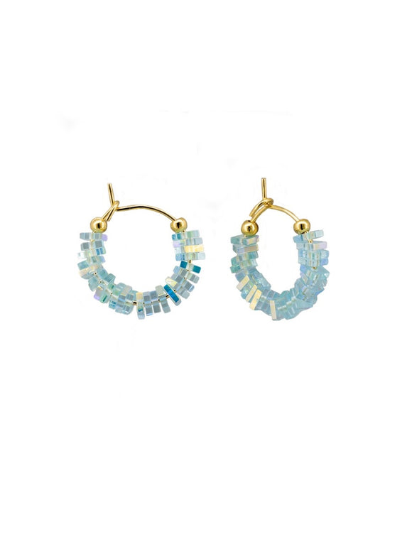 Earrings - Blue Lumina Hoops Gold