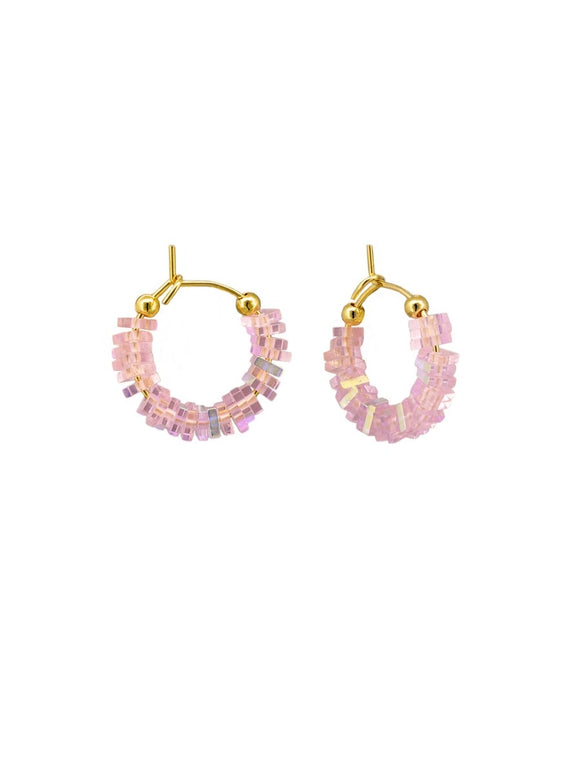 Earrings - Pink Lumina Hoops Gold