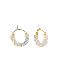 Earrings - White Lumina Hoops Gold
