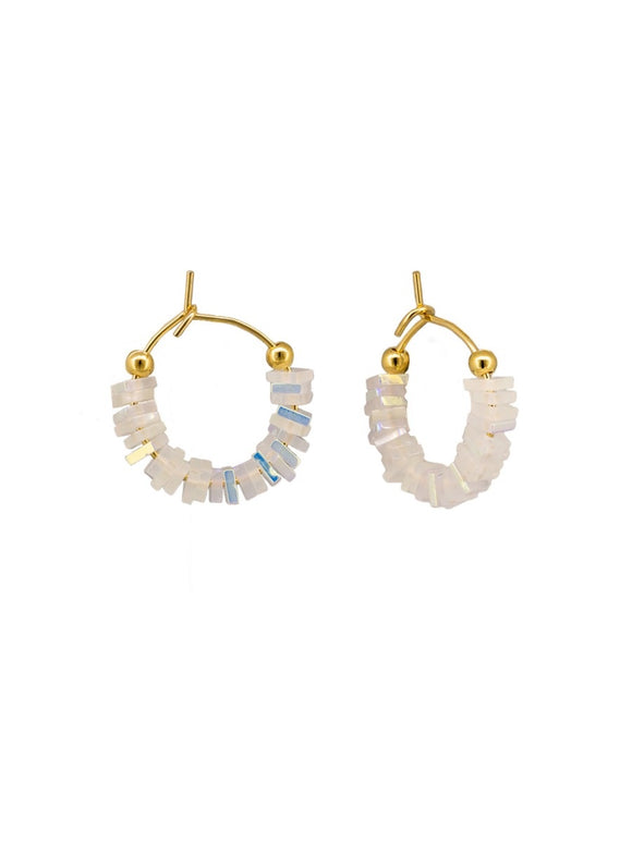 Earrings - White Lumina Hoops Gold