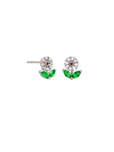 Earrings - Crystal Flower Garden Silver