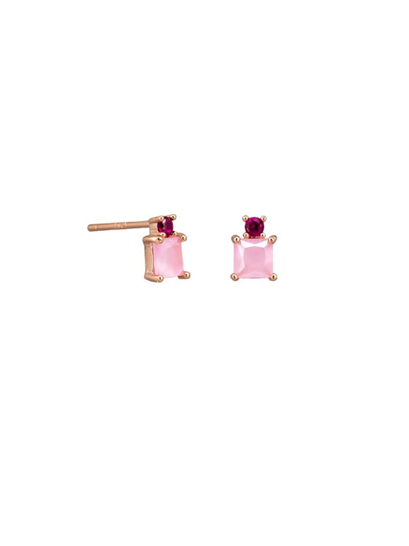 Earrings - Juno Studs Rose Quartz