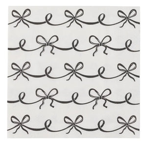 Bow 20pk 3 Ply Napkin - Black/Ivory