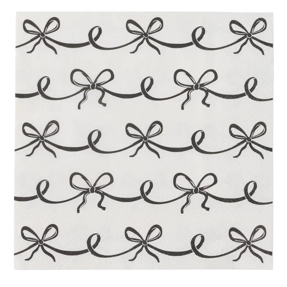 Bow 20pk 3 Ply Napkin - Black/Ivory