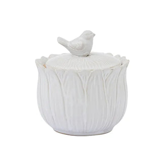 Bird On a Ceramic Jar - White