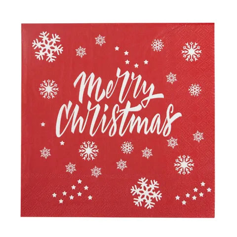 Napkin 20 Pack - Red Merry Christmas