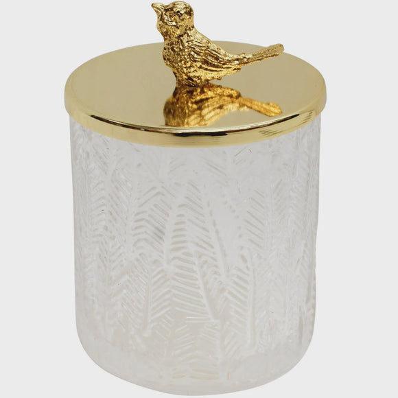 Trinket Jar - Bird Gold/Clear
