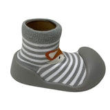Little Eaton Rubber Soled Socks - Grey Stripe Fox