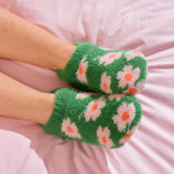Fuzzy Bootie - Meadow Blush Green