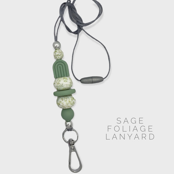 Lanyard - Curvy Keys Sage Foliage