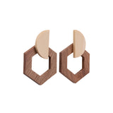 KiKi Earrings - Wooden Hexagon