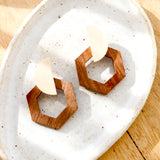 KiKi Earrings - Wooden Hexagon