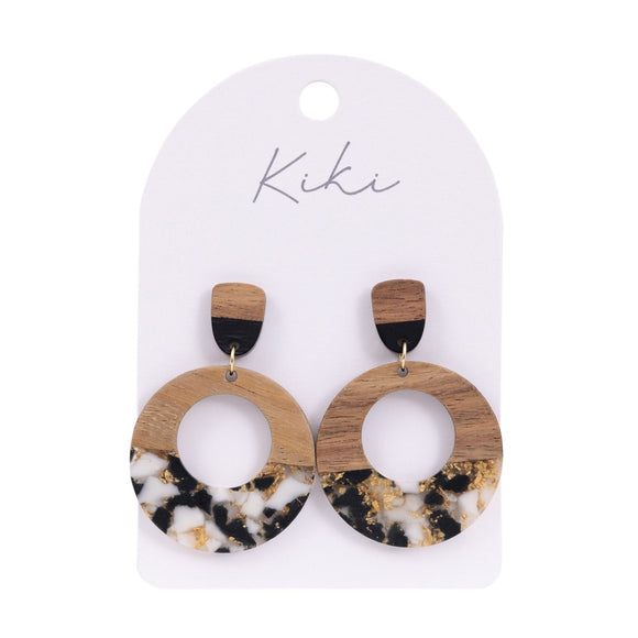 KiKi Earrings - Black & White Hoop