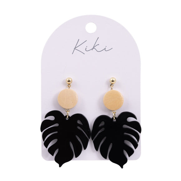 KiKi Earrings - Black Leaf