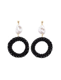 KiKi Pearl Black Rounds Earrings