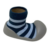 Little Eaton Rubber Soled Socks - Blue/Navy Stripe