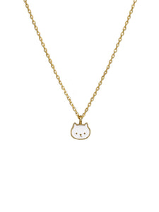 Tiger Tree Necklace - Kitty Cat White & Gold