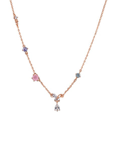 Tiger Tree Necklace Mixed Crystal Rose Gold