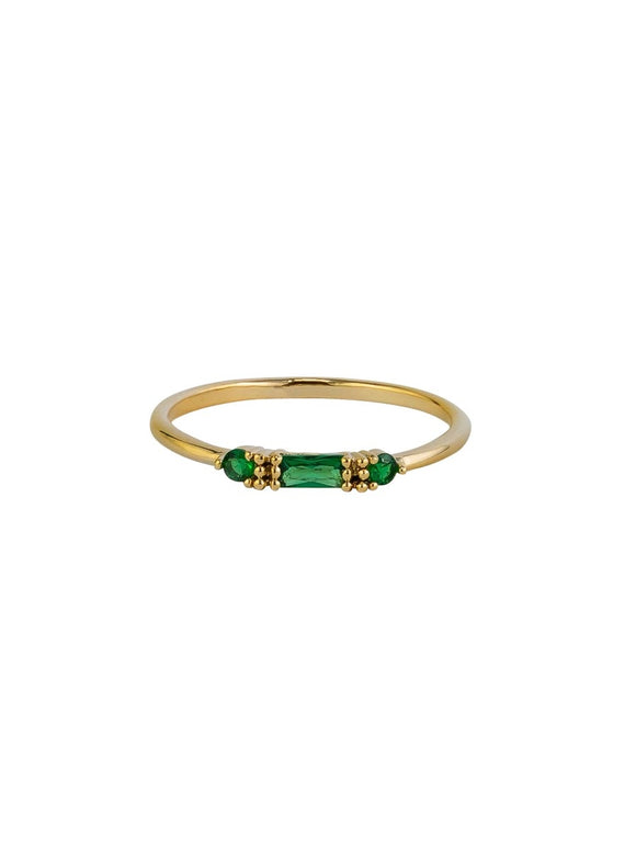 Tiger Tree Ring - Emerald Baguette