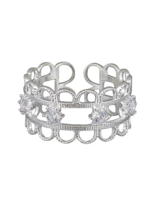 Tiger Tree Ring - Diamond Filigree Ring Silver