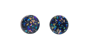 Earrings Round Speckle Black