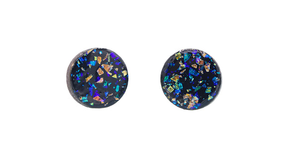 Earrings Round Speckle Black