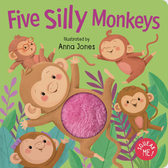 Squeaky Plush Board Book - Five Silly Monkeys