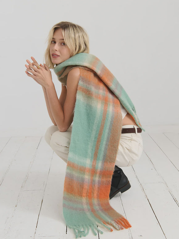 Samantha Pastel Plaid Fluffy Scarf