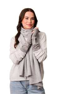 Tiger Tree Gloves - Long Fingerless Mittens Grey