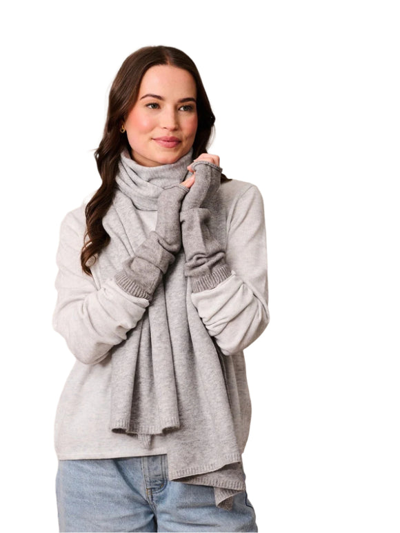 Tiger Tree Gloves - Long Fingerless Mittens Grey