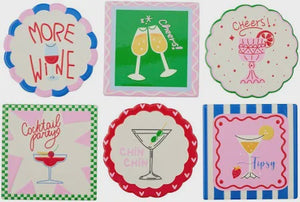 Cocktail Ceramic Coaster - 6 Assorted